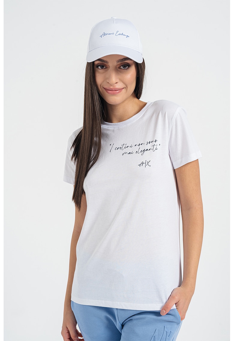 Tricou cu imprimeu text - Alb optic
