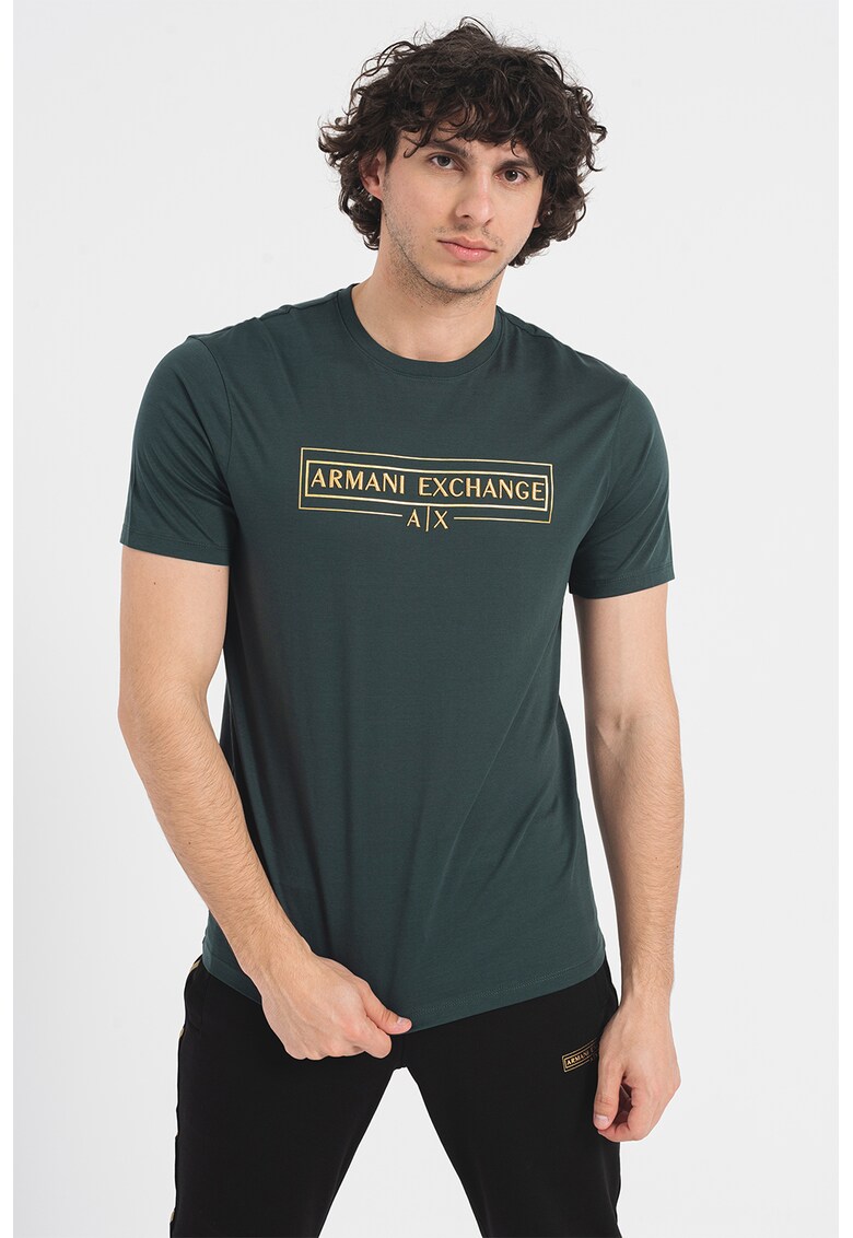 ARMANI EXCHANGE Памучна тениска с бродирано лого за Мъже ARMANI EXCHANGE Памучна тениска с бродирано лого за Мъже