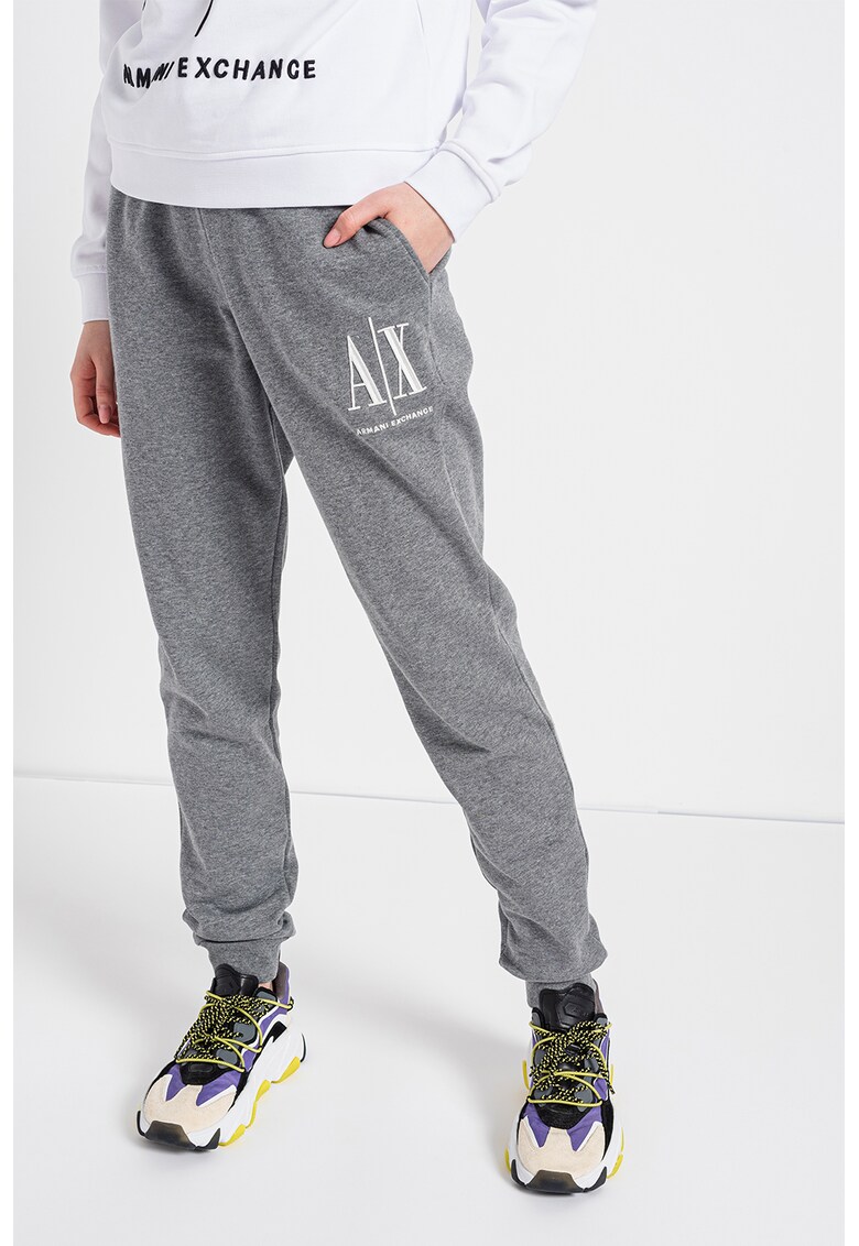 Pantaloni sport de bumbac cu broderie logo