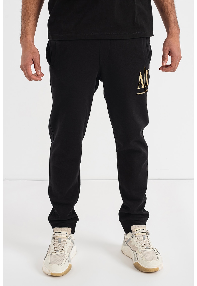 Pantaloni sport regular fit cu detaliu logo