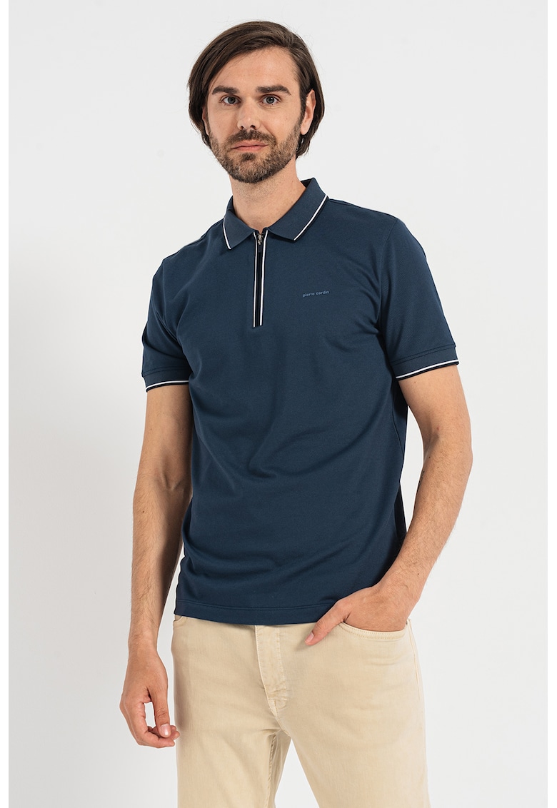 Tricou polo cu fermoar scurt