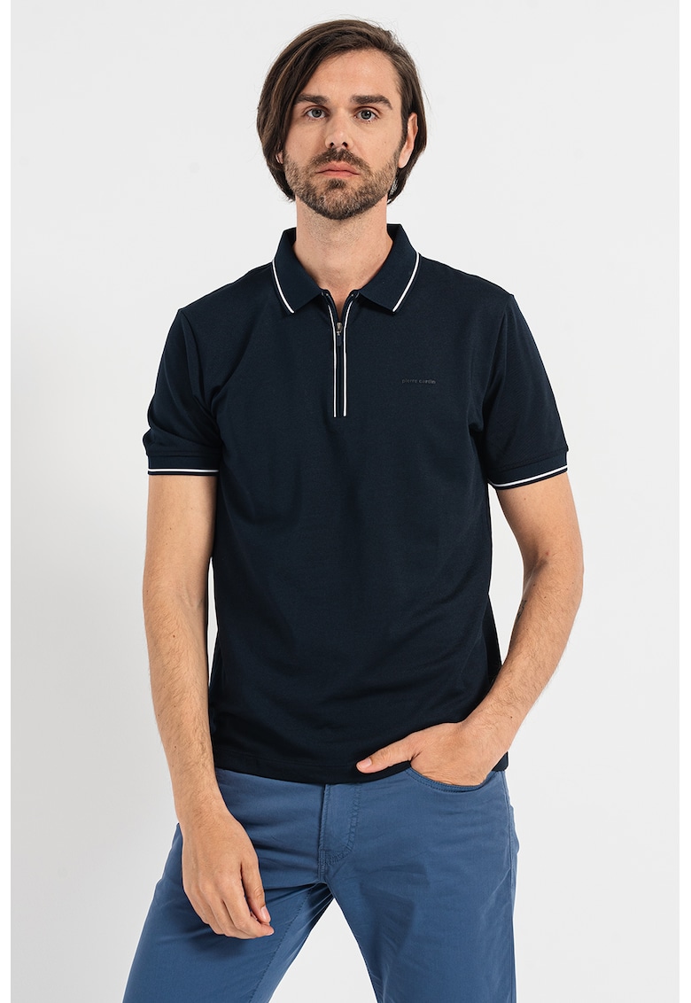 Tricou polo cu fermoar scurt