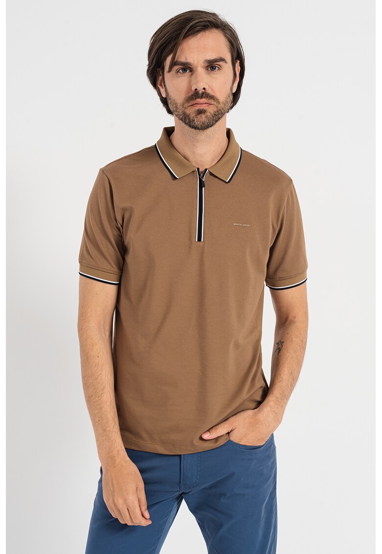 Tricou polo cu fermoar scurt