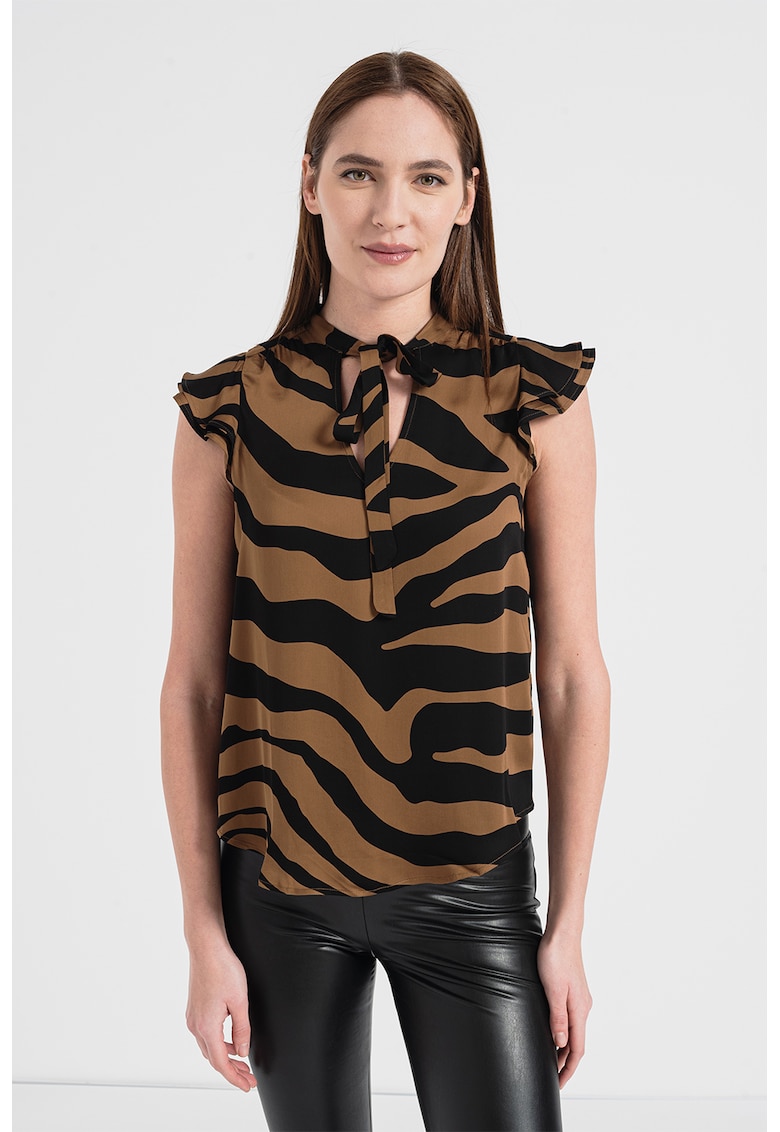 Bluza cu maneci scurte si imprimeu zebra