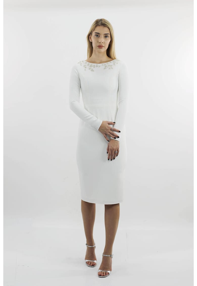Rochie midi cu broderie AZALEE - Alb