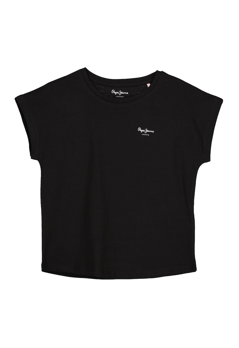 Tricou cu decolteu la baza gatului - Negru