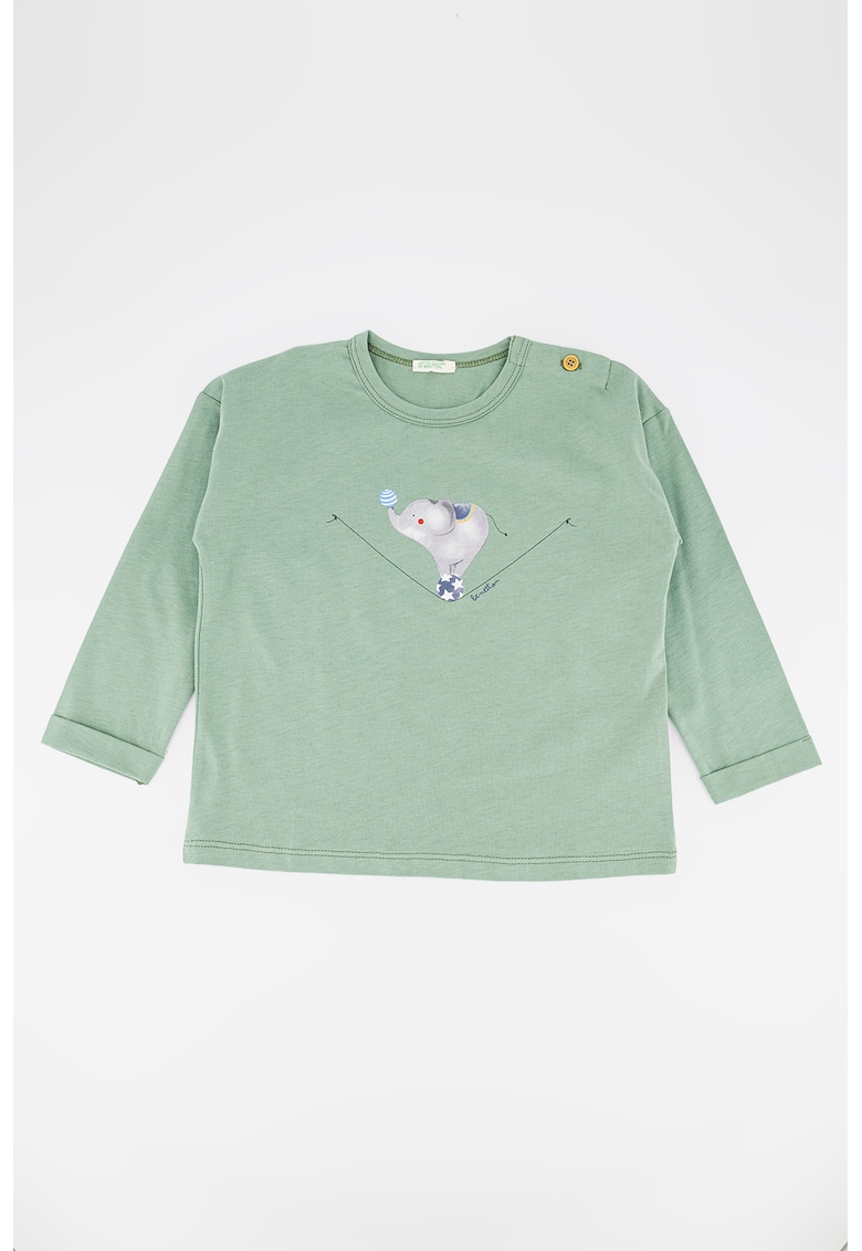 Bluza de bumbac cu imprimeu grafic - Verde