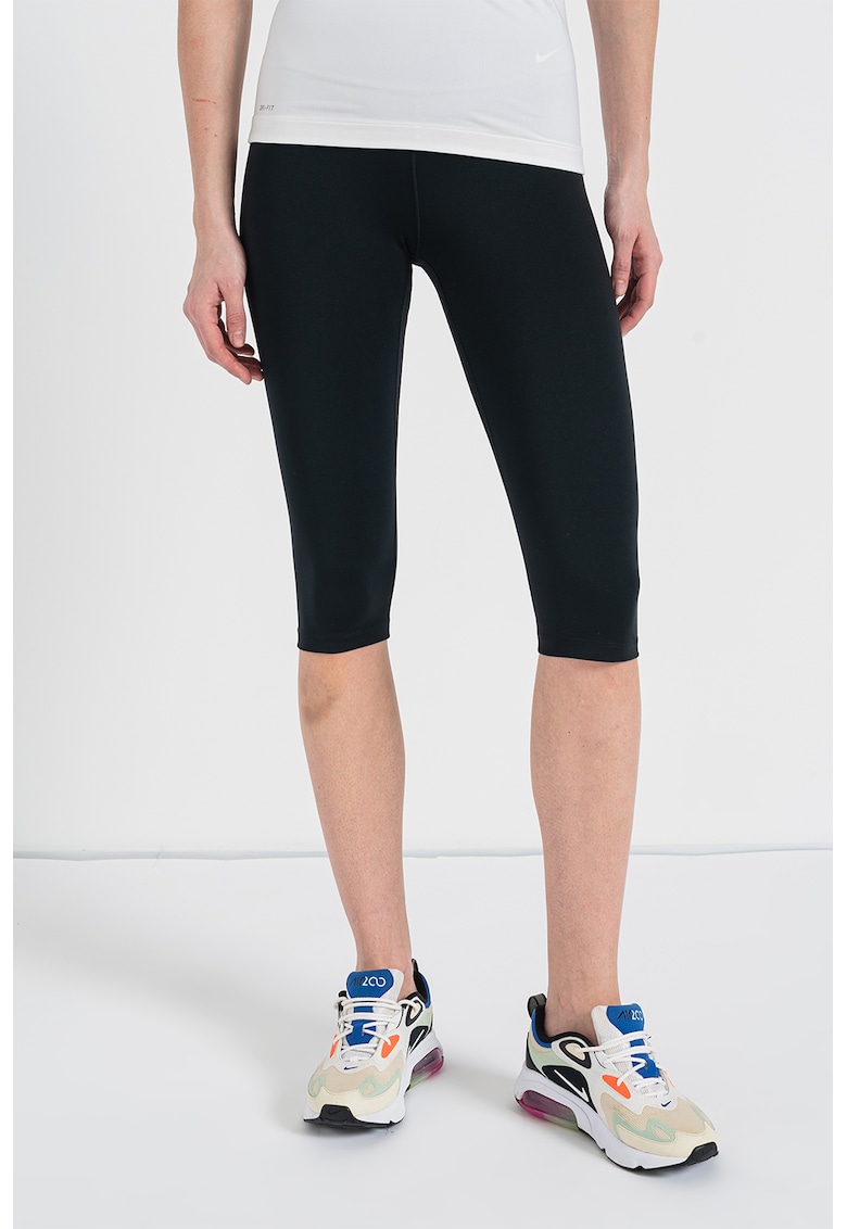 Colanti capri cu talie inalta si tehnologie Dri-Fit - Alb/Negru