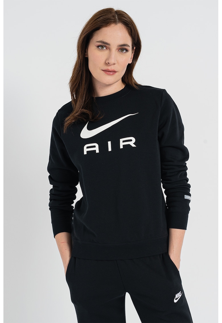 Bluza sport cu decolteu la baza gatului si imprimeu logo Air