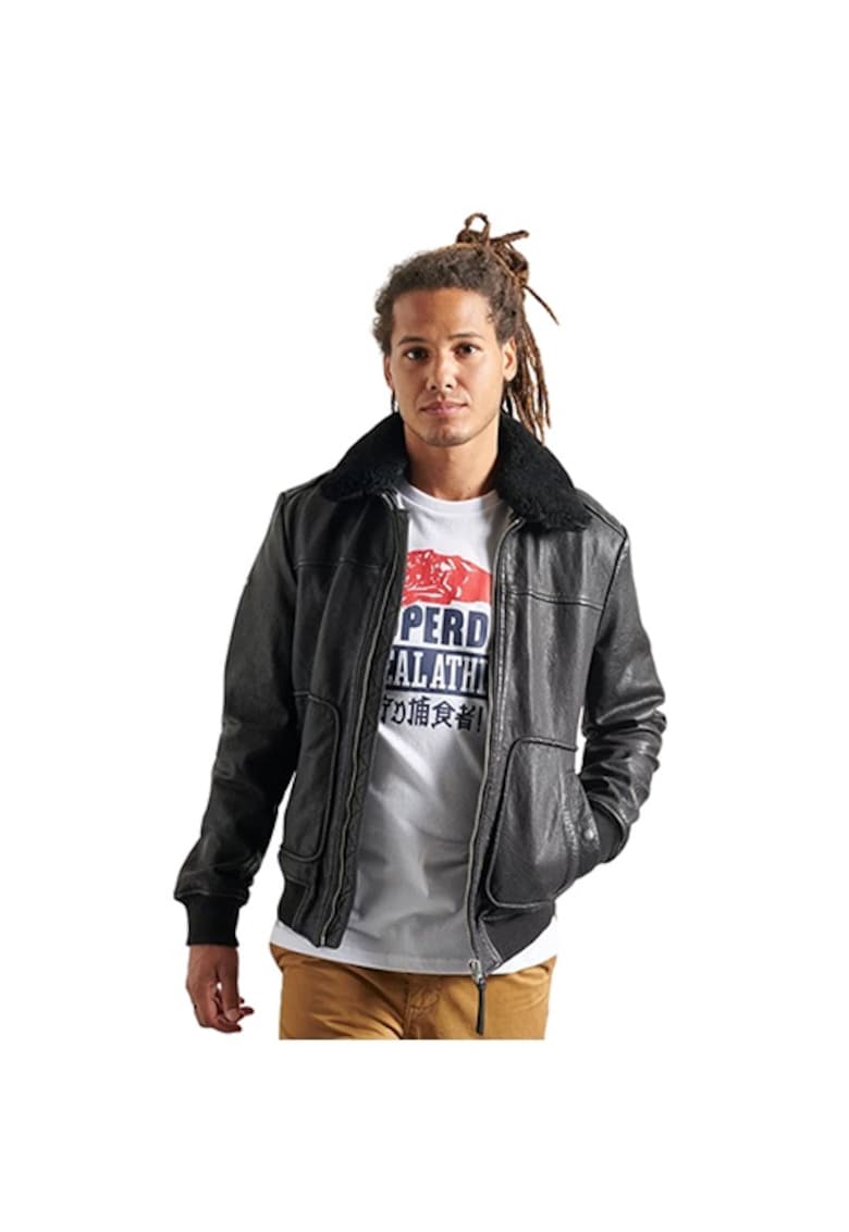 Jacheta barbati - Superdry - Piele - Negru