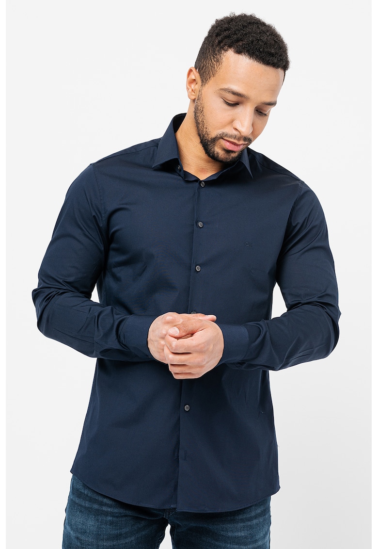 Camasa slim fit uni - Bleumarin