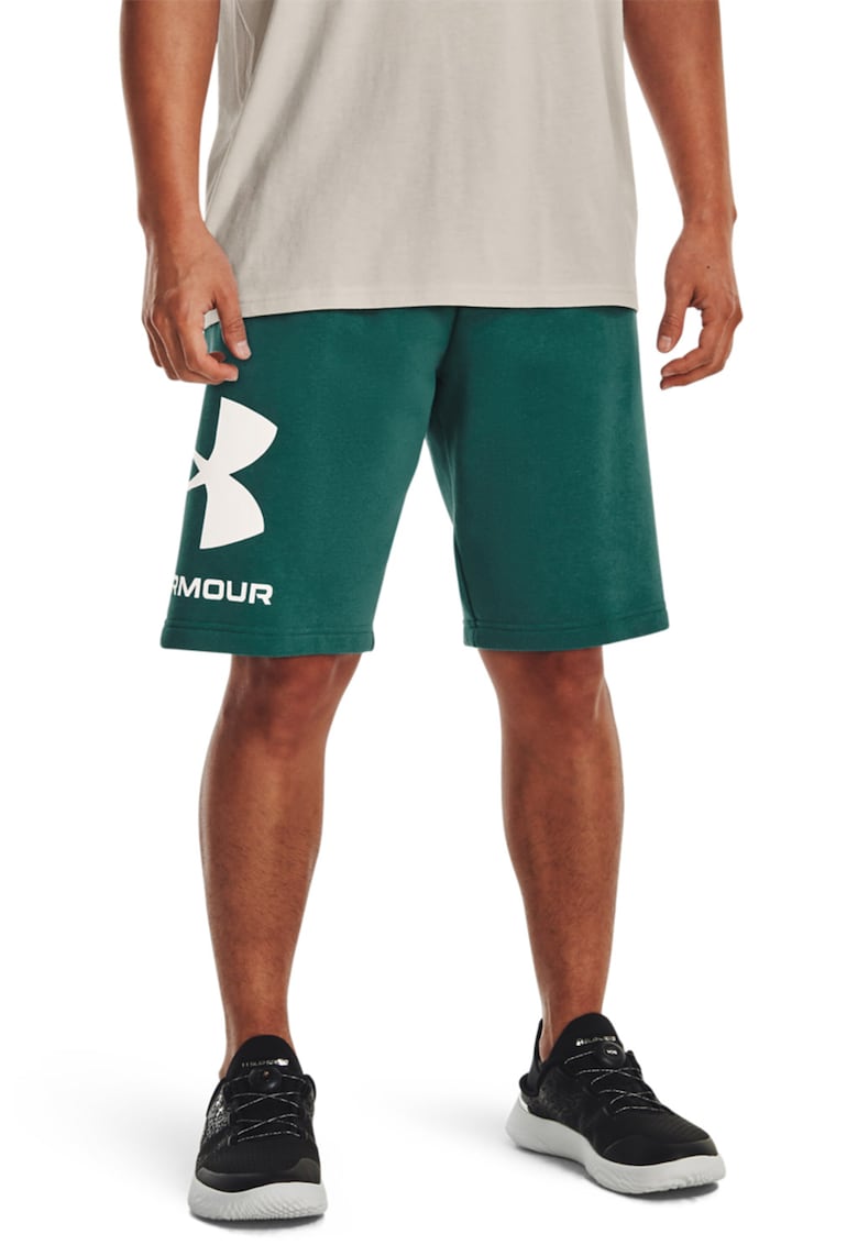 Bermude lejere din material fleece cu logo pentru fitness Rival