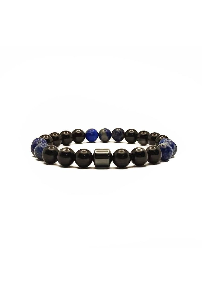 Bratara Barbati - pentru protectie impotriva stresului si energiei negative din Turmalina si Lapis Lazuli cu Hematit - margele de 8mm - 19 cm