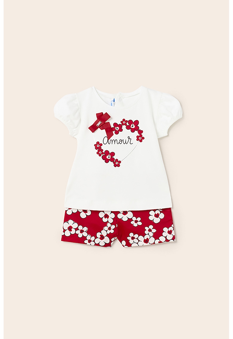 Set de pantaloni scurti si tricou cu imprimeu floral