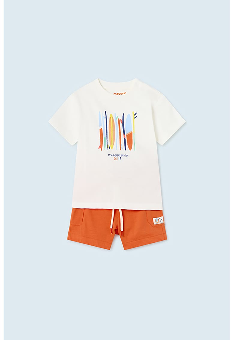 Set de tricou cu imprimeu si pantaloni scurti