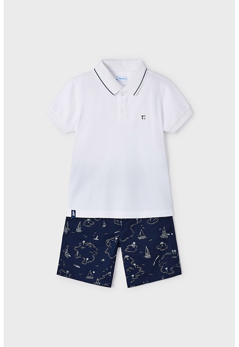 Set de pantaloni scurti cu imprimeu si tricou polo