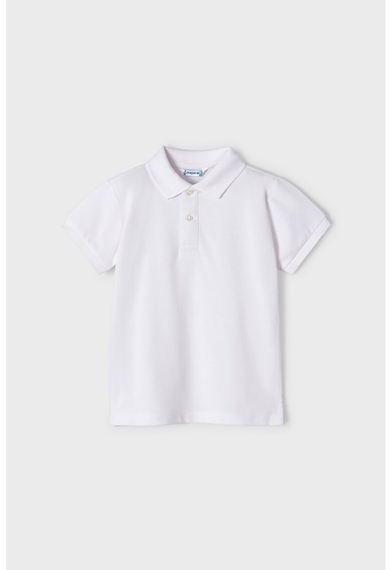 Tricou polo din material pique cu fenta cu nasturi