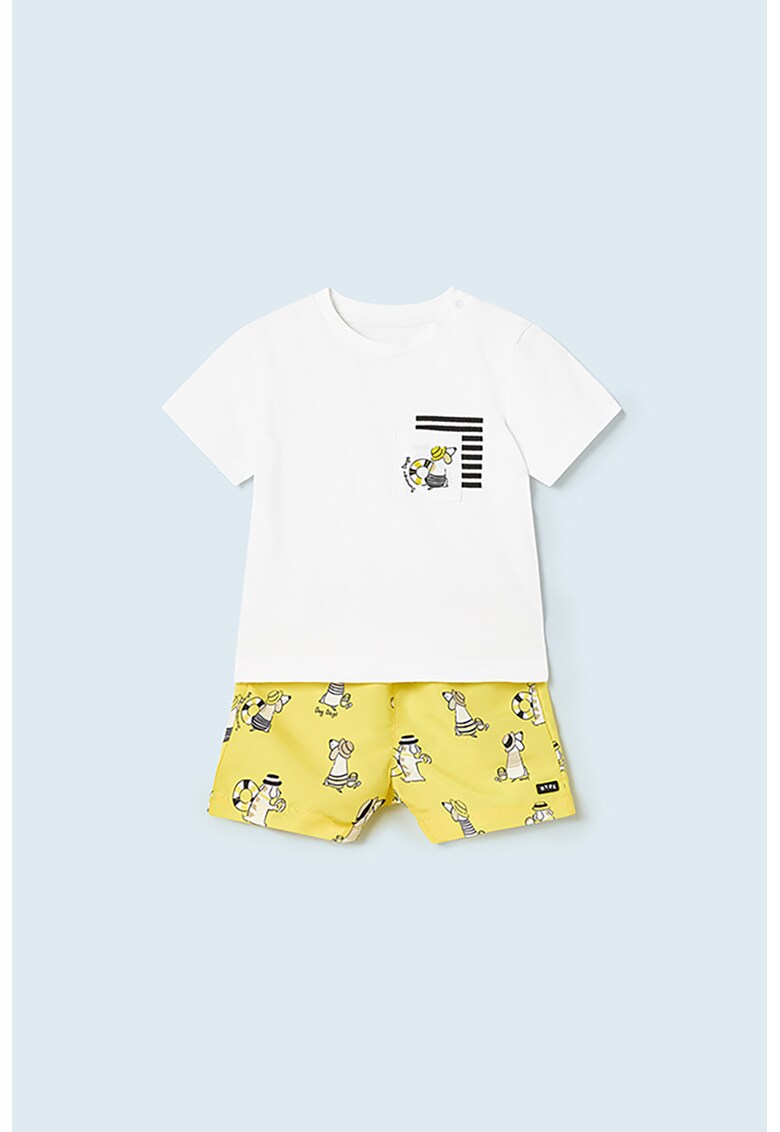 Set de pantaloni scurti si tricou cu imprimeu - 2 piese