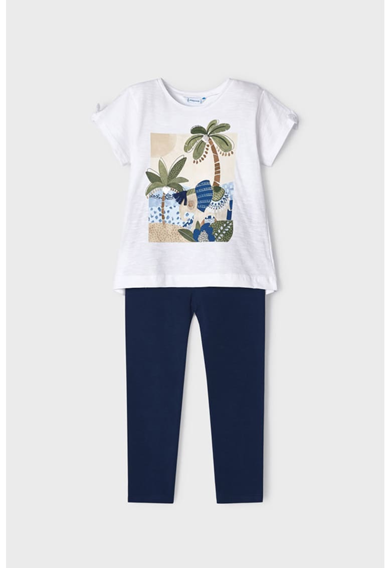 Set de colanti si tricou din bumbac cu imprimeu