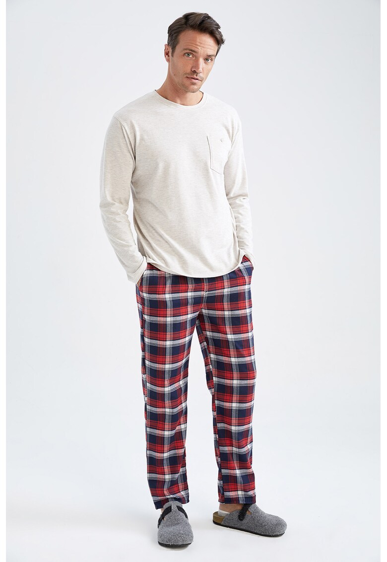 Bluza de pijama cu buzunar aplicat