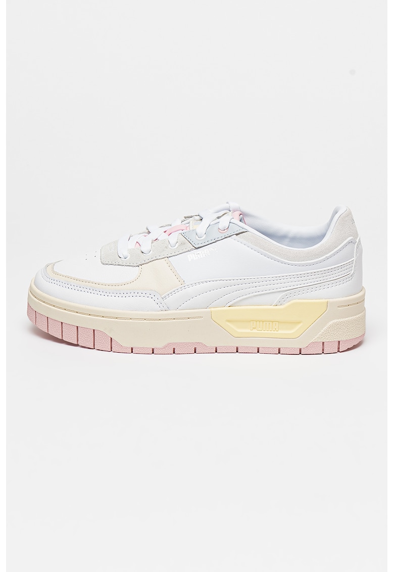 Pantofi sport cu garnituri din piele si piele intoarsa Cali Dream - Alb