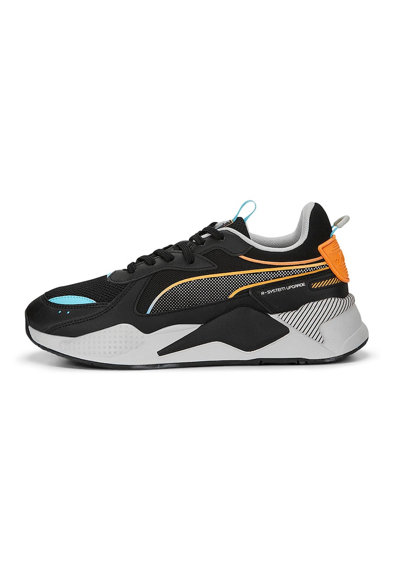 Pantofi sport de piele ecologica cu garnituri de plasa RS-X - Negru