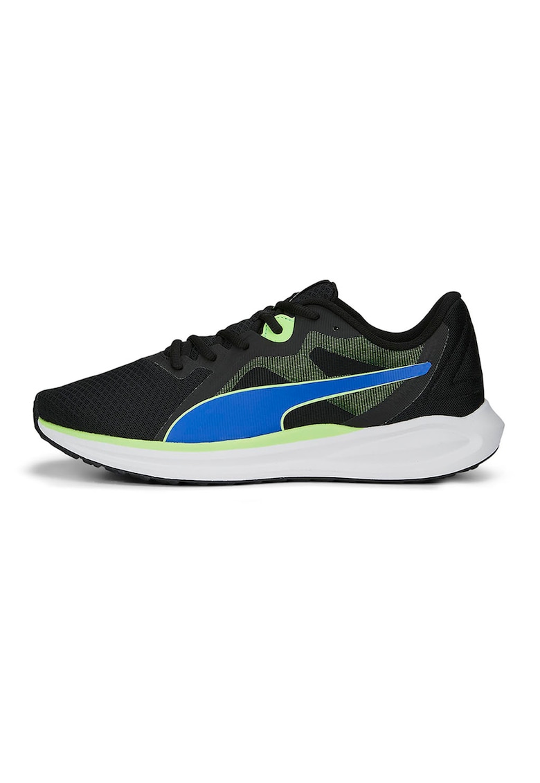 Pantofi cu garnituri de plasa pentru alergare Twitch Runner Fresh - Negru melange/Verde lime