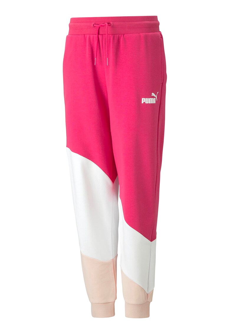 Pantaloni sport cu model colorblock Power Cat