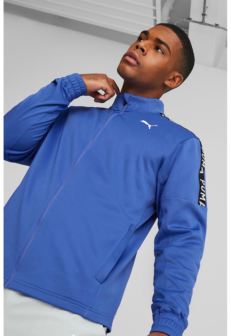 Bluza sport din fleece cu fermoar si benzi logo Fit Light Power