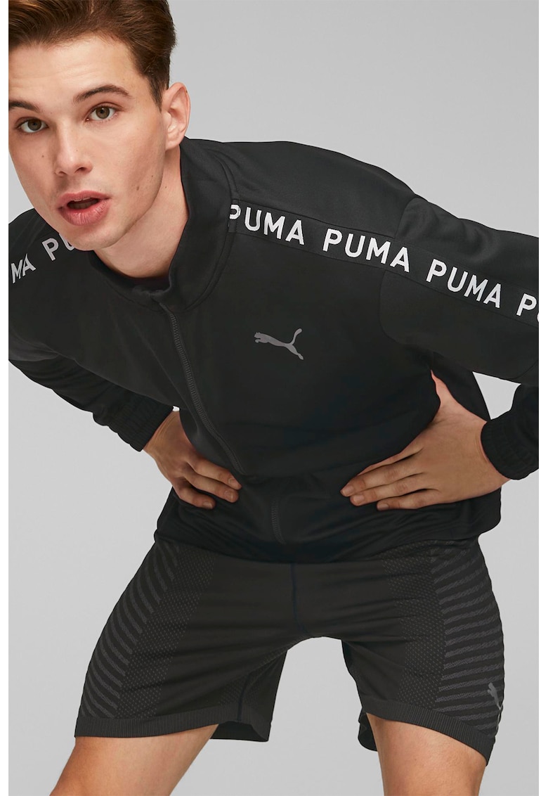 Bluza sport din fleece cu fermoar si benzi logo Fit Light Power