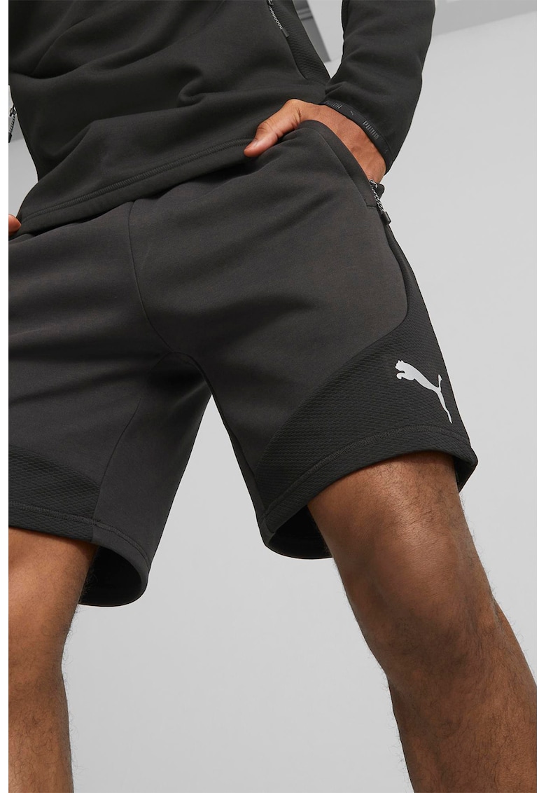 Pantaloni scurti cu snur si buzunare cu fermoar - Negru