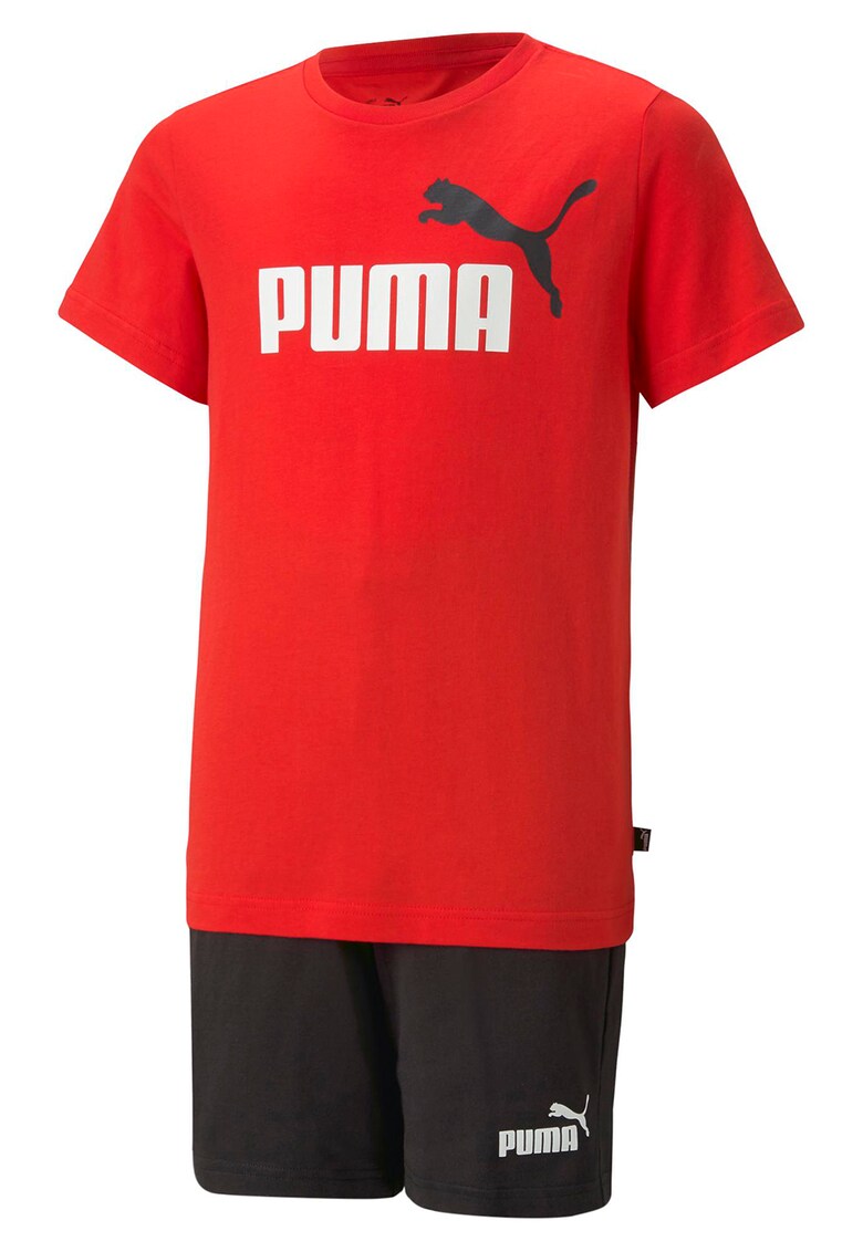Pantaloni scurti si tricou de bumbac cu logo - 2 piese