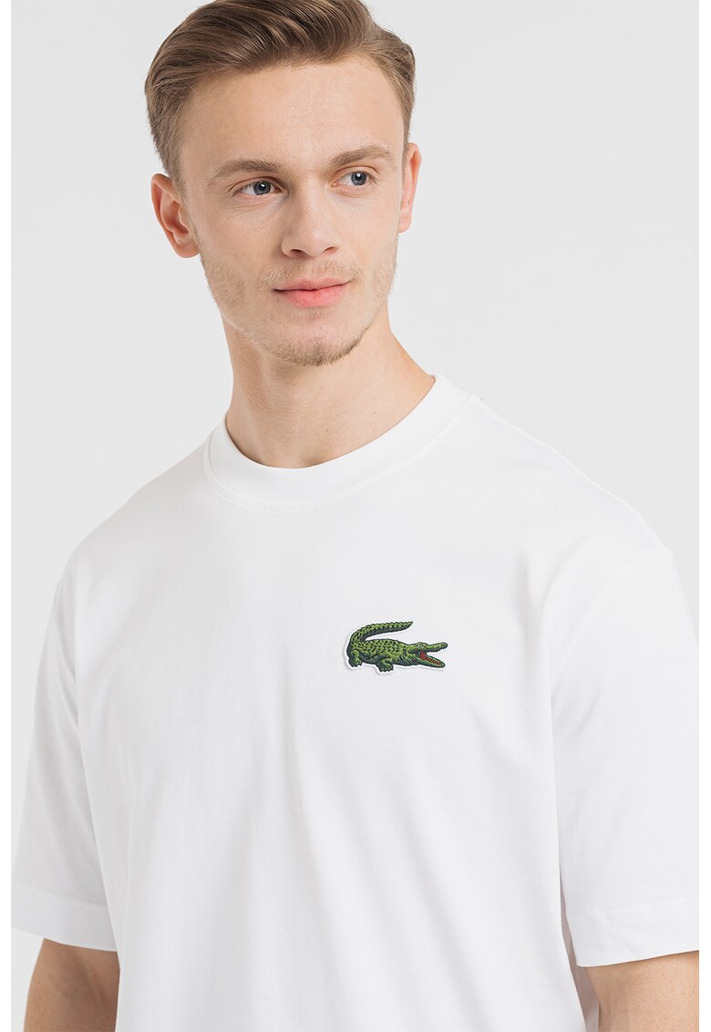 Lacoste Памучна тениска с овално деколте и лого за Жени Lacoste Памучна тениска с овално деколте и лого за Жени