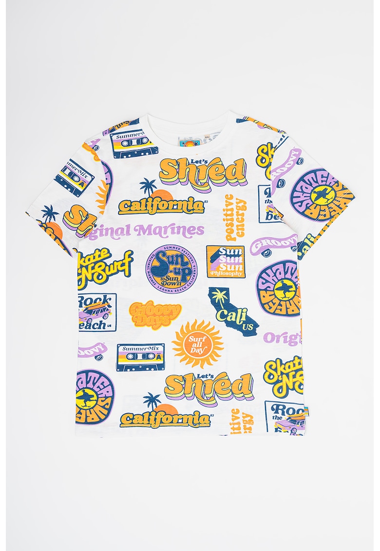 Tricou de bumbac cu logo si imprimeu grafic