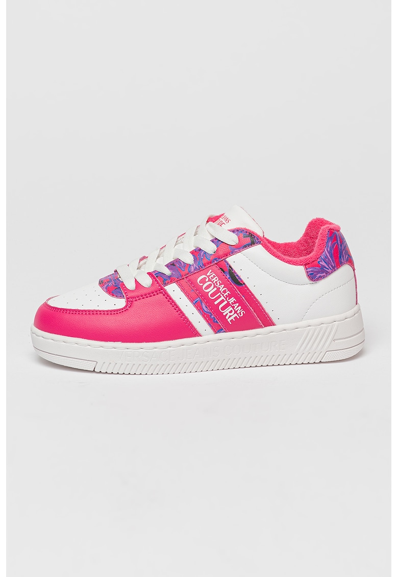 Pantofi sport de piele cu detalii logo Fondo Meyssa - Alb/Fucsia/Ametist