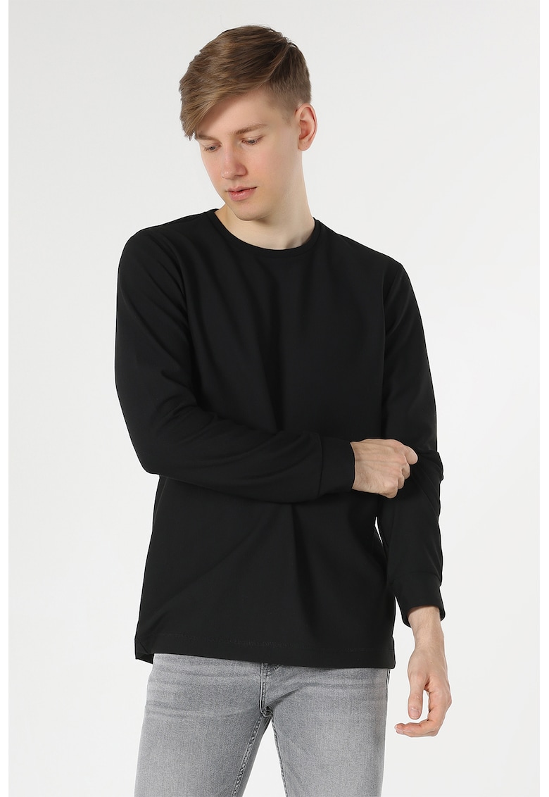 Bluza regular fit cu decolteu la baza gatului