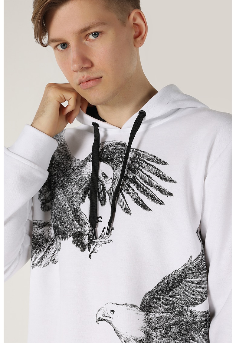 Hanorac din amestec de bumbac cu imprimeu