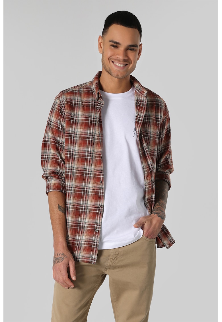 Camasa in carouri cu guler clasic