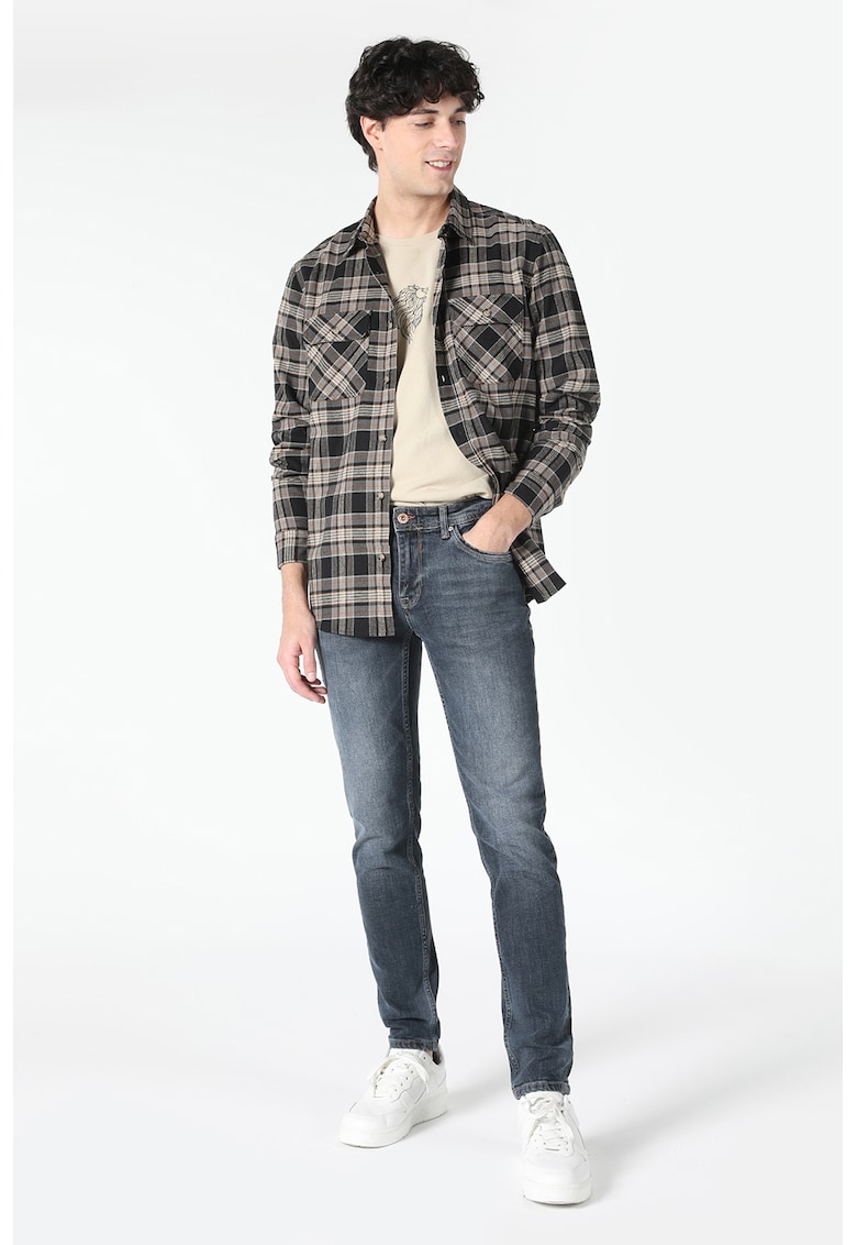 Blugi slim fit cu aspect decolorat Danny