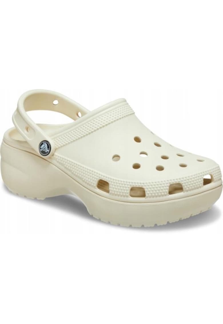 Saboti slingback cu model perforat si talpa flatform - Crem