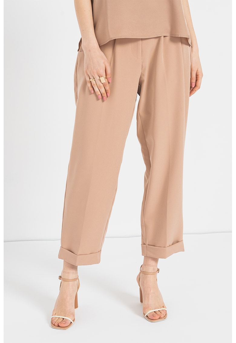 Pantaloni crop cu talie inalta