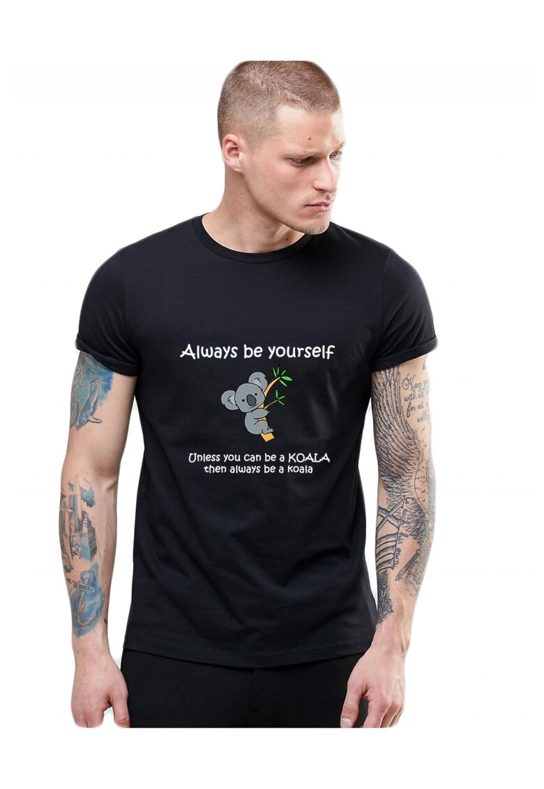 Tricou barbati negru - Be yourself - Koala -