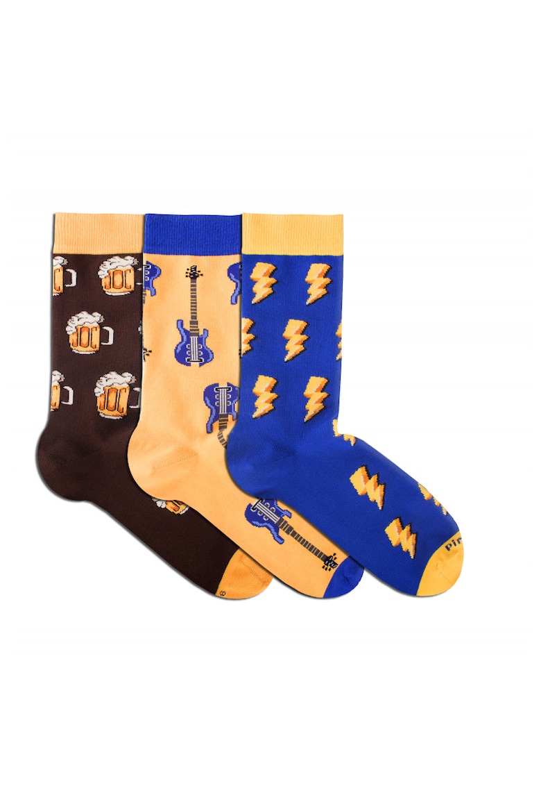 Sosete bumbac BOX 3 Colour Cotton Socks ROCK Beer Guitar Flash Sosete bumbac BOX 3 Colour Cotton Socks ROCK Beer Guitar Flash