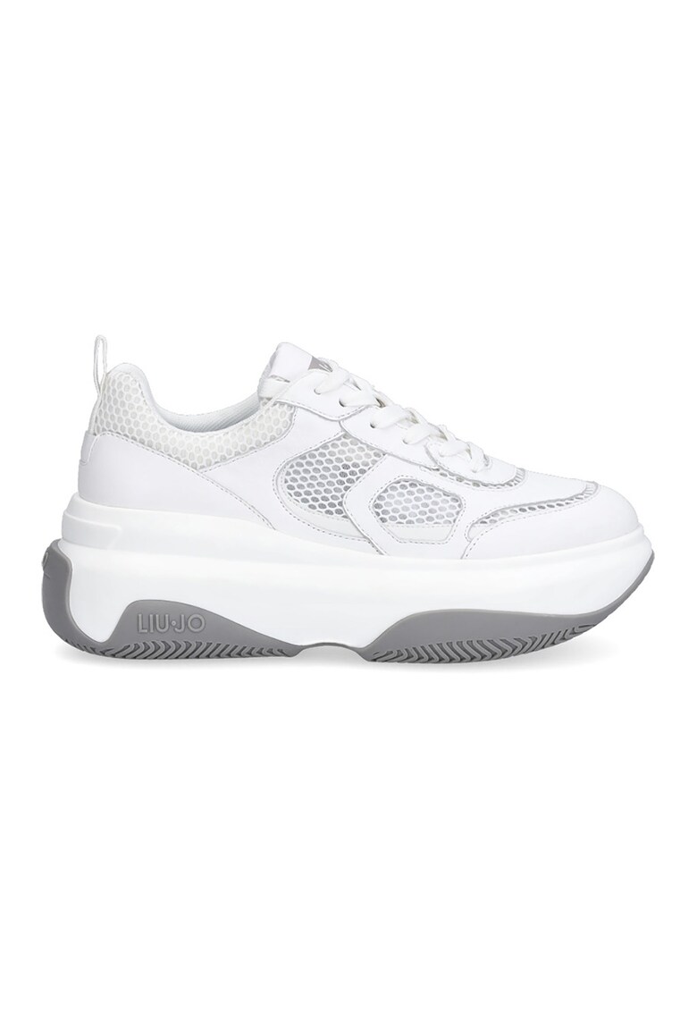 Pantofi sport wedge cu insertii de piele