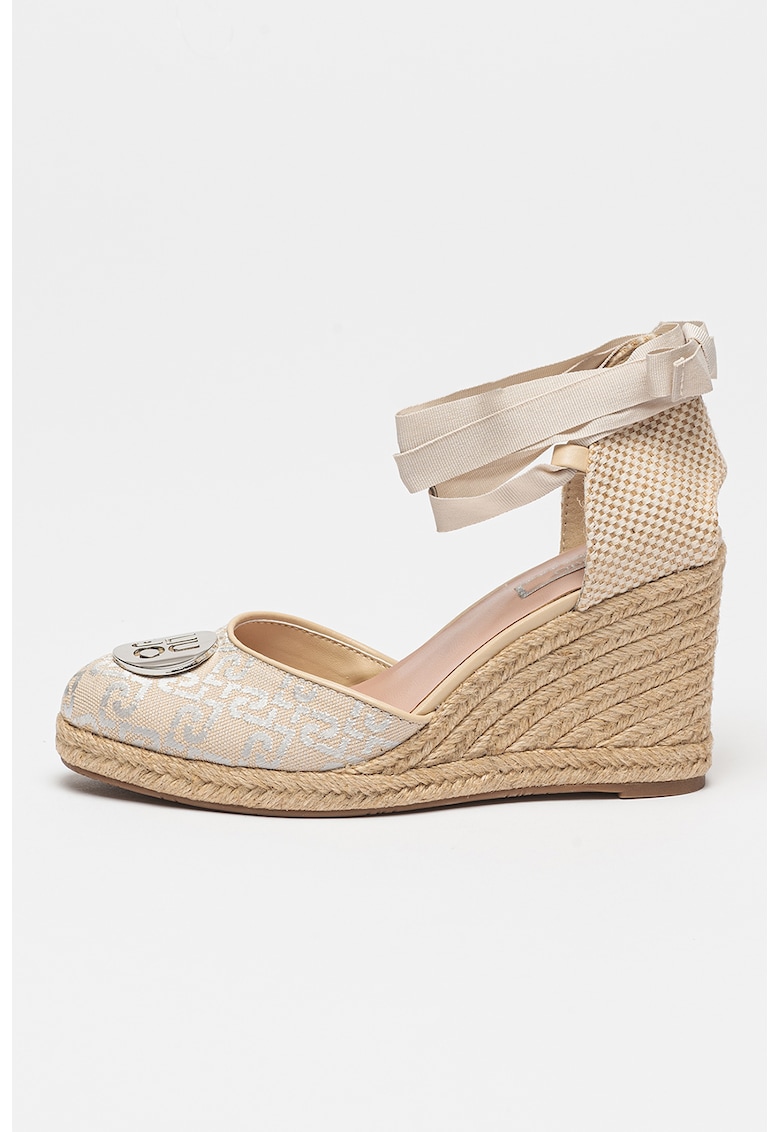 Espadrile cu talpa wedge si model logo