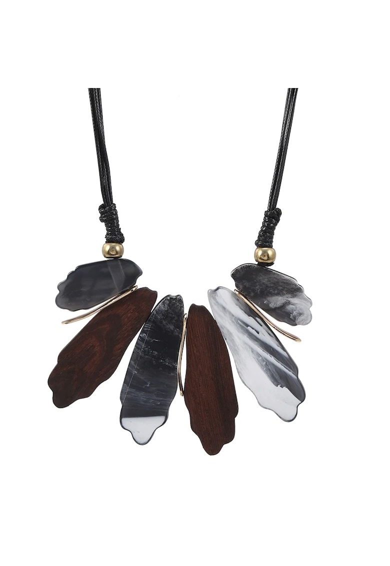 Colier negru - cu piese visinii si gri - Mavis C10 -