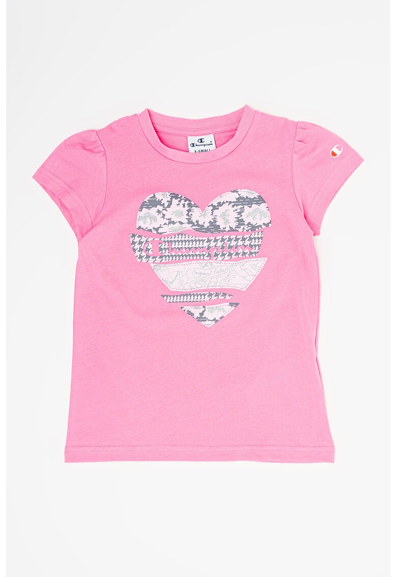 Tricou din bumbac cu imprimeu cu inima