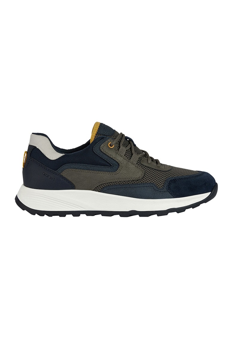 Pantofi sport cu detalii de piele intoarsa - Verde inchis/Bleumarin
