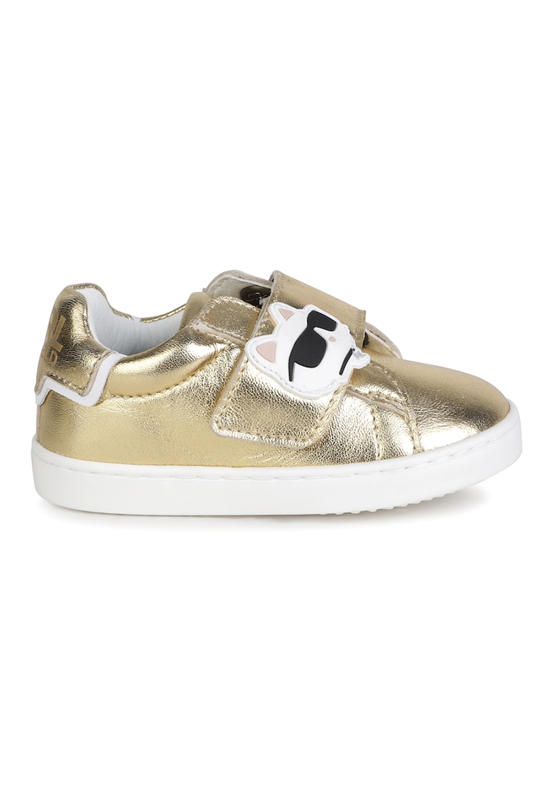 KARL LAGERFELD KIDS KARL LAGERFELD – Кожени обувки с лого за Момичета KARL LAGERFELD KIDS KARL LAGERFELD – Кожени обувки с лого за Момичета