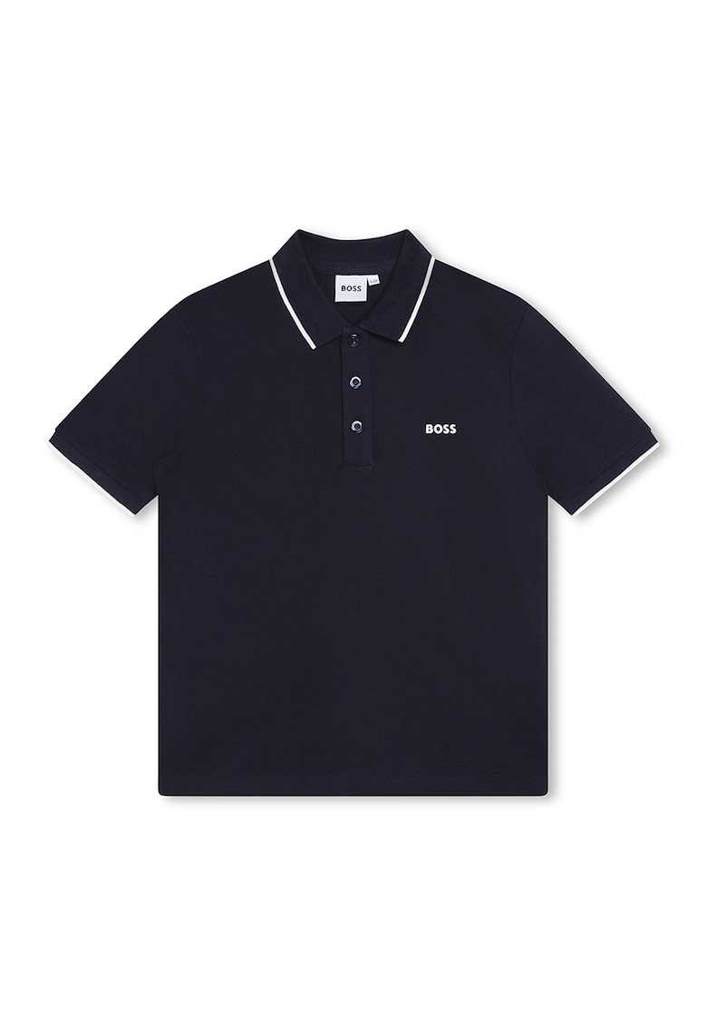 Tricou polo cu imprimeu logo discret - Bleumarin